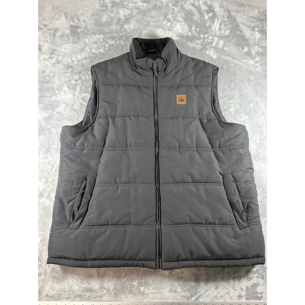 Field & Stream Mens Puffer Vest XXL Gray Quilted Full Zip Fleece Lined Outdoor